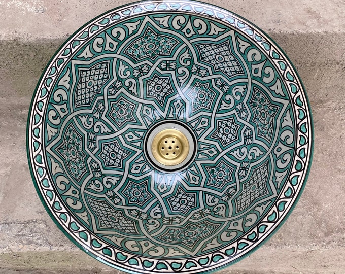 Authentic Handmade Moroccan Ceramic Sink - Add Charm to Your Bathroom
