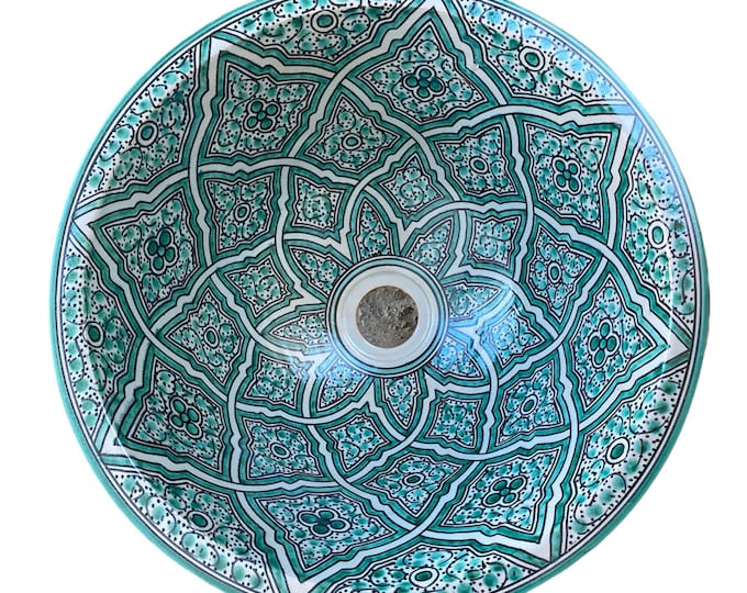 Handmade and hand painted Moroccan ceramic sink/washbasin. Moroccan washbasin handmade.ceramics sink