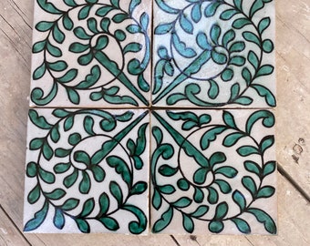 Zellige marocaine, tuiles marocaine fait main et peint à la main, carreaux de décoration 10/10 cm, Moroccan tiles.