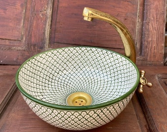 Moroccan ceramic sink, handmade and hand painted/ handmade washbasin/ ceramic washbasin/Moroccan washbasin.