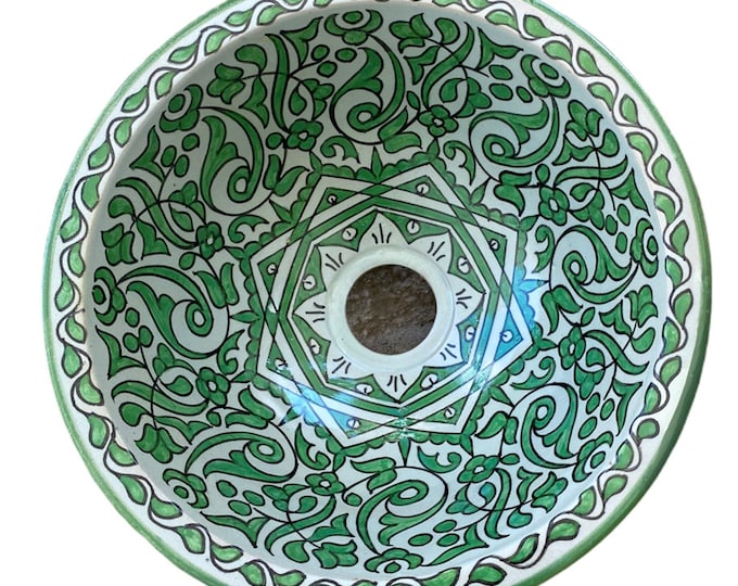 Handmade and hand painted Moroccan ceramic sink/washbasin. Moroccan washbasin handmade.