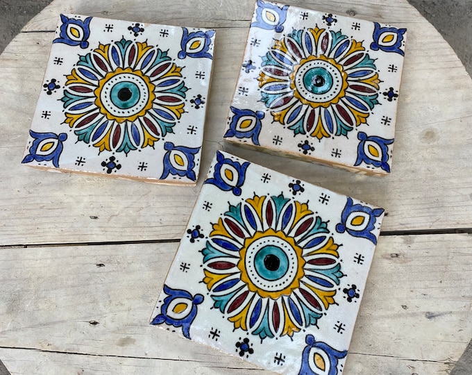 6 * 6 inches, Moroccan zellige, Moroccan tiles handmade and hand painted, decorative tiles 15/15 cm, Moroccan tiles.