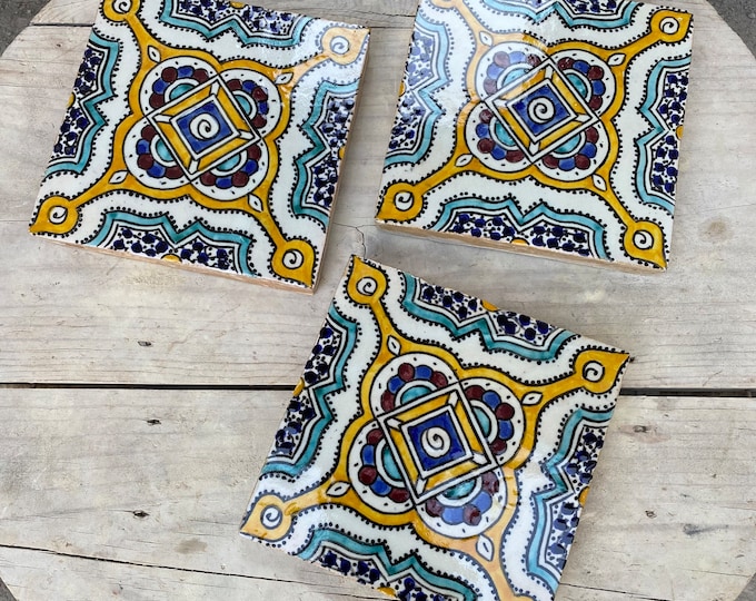 6 * 6 inches, Moroccan zellige, Moroccan tiles handmade and hand painted, decorative tiles 15/15 cm, Moroccan tiles.
