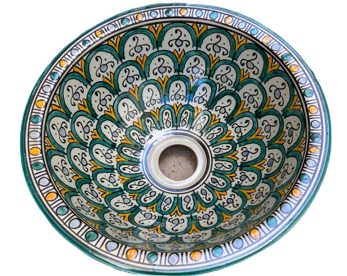 Handmade and hand painted Moroccan ceramic sink/washbasin. Moroccan washbasin handmade.