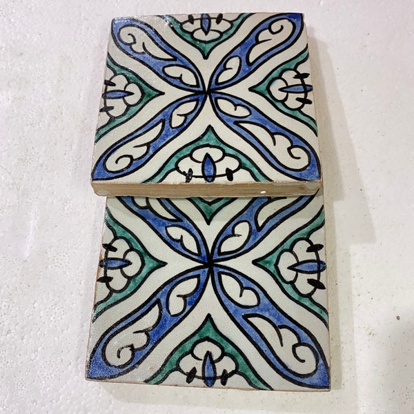 Moroccan Zellige, handmade and hand-painted Moroccan tiles, decorative tiles 10/10 cm, Moroccan tiles.