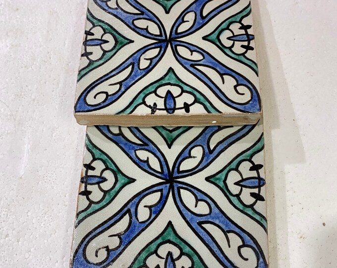 Moroccan Zellige, handmade and hand-painted Moroccan tiles, 10/10 cm decorative tiles, Moroccan tiles.