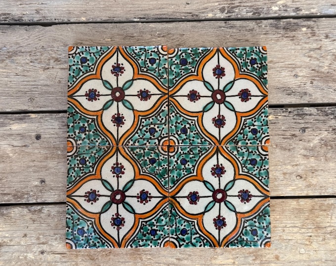 Moroccan Zellige, Moroccan tiles handmade and hand painted, decorative tiles 10/10 cm, Moroccan tiles.