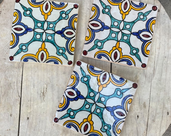 6 * 6 inches, Moroccan zellige, Moroccan tiles handmade and hand painted, decorative tiles 15/15 cm, Moroccan tiles.