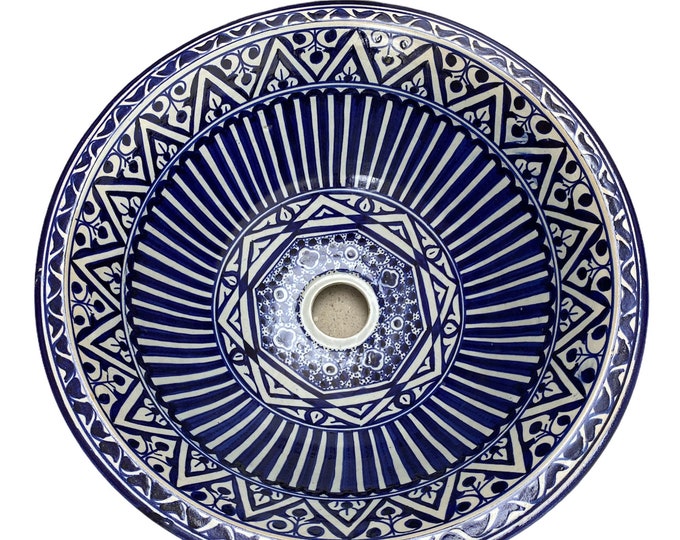Handmade Moroccan ceramic sink. Moroccan handmade ceramic washbasin, sink