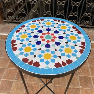 Handmade Moroccan mosaic table / round mosaic table / mosaic dining table.