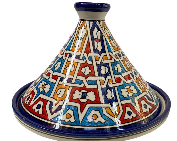 Handmade and hand painted Fes ceramic tagine dish / Moroccan tagine dish / tagine dish for serving only.