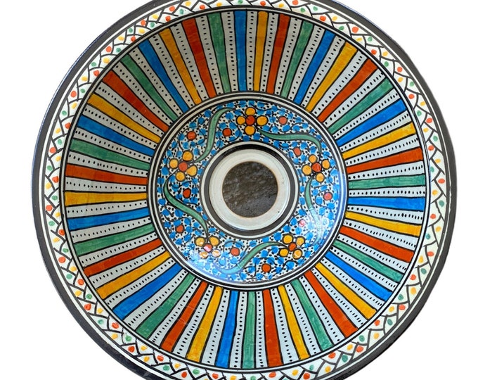 Sink . Handmade and hand painted Moroccan ceramic sink. Moroccan washbasin handmade.Moroccan ceramics sink