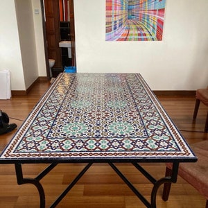 Mosaic table / Moroccan mosaic table / handmade table / rectangular mosaic table / indoor - outdoor mosaic table/ dining table