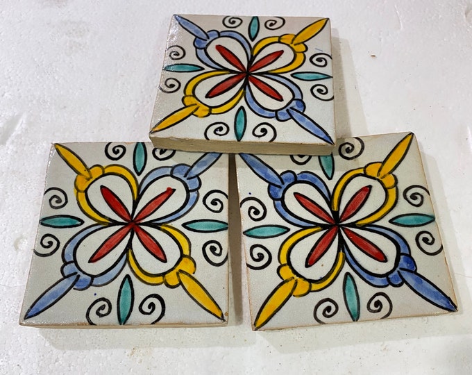 Moroccan Zellige, handmade and hand-painted Moroccan tiles, 10/10 cm decorative tiles, Moroccan tiles.