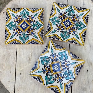 6*6 inches, Moroccan Zellige, handmade and hand-painted Moroccan tiles, 15/15 cm decorative tiles, Moroccan tiles.