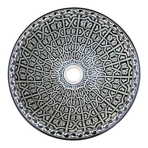 Moroccan ceramic sink, handmade and hand painted/ handmade washbasin/ ceramic washbasin/Moroccan washbasin/ black and white sink.