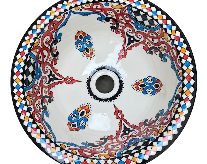 Handmade and hand painted Moroccan ceramic sink/washbasin. Moroccan washbasin handmade.