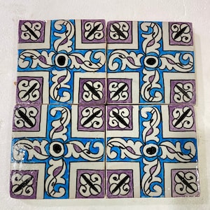 Moroccan Zellige, handmade and hand-painted Moroccan tiles, 10/10 cm decorative tiles, Moroccan tiles.