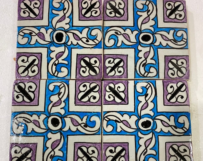 Moroccan Zellige, handmade and hand-painted Moroccan tiles, 10/10 cm decorative tiles, Moroccan tiles.