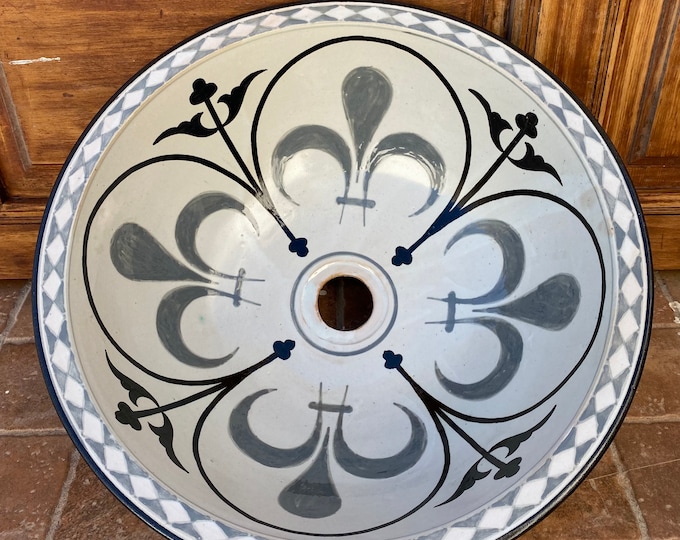 Moroccan ceramic basin/sink from Fes, handmade and hand painted. Moroccan ceramics sink handmade, hand painted.
