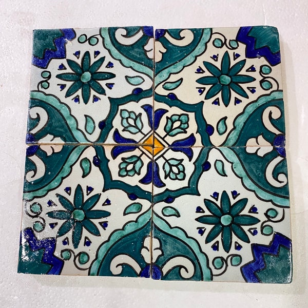 Moroccan Zellige, handmade and hand-painted Moroccan tiles, 10/10 cm decorative tiles, Moroccan tiles.