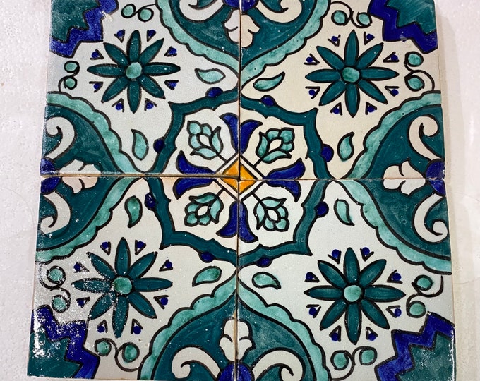 Moroccan Zellige, handmade and hand-painted Moroccan tiles, 10/10 cm decorative tiles, Moroccan tiles.