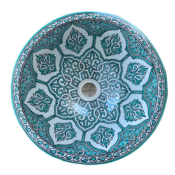 Fregadero de cerámica marroquí, hecho y pintado a mano/ lavabo hecho a mano/ lavabo de cerámica/lavabo marroquí.