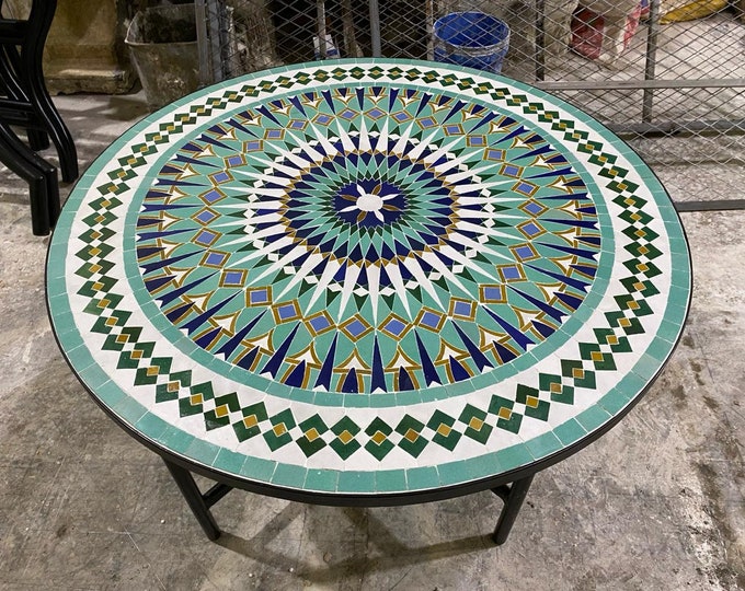 Moroccan Marvel: Handmade Mosaic Table Infused with Cultural Charm