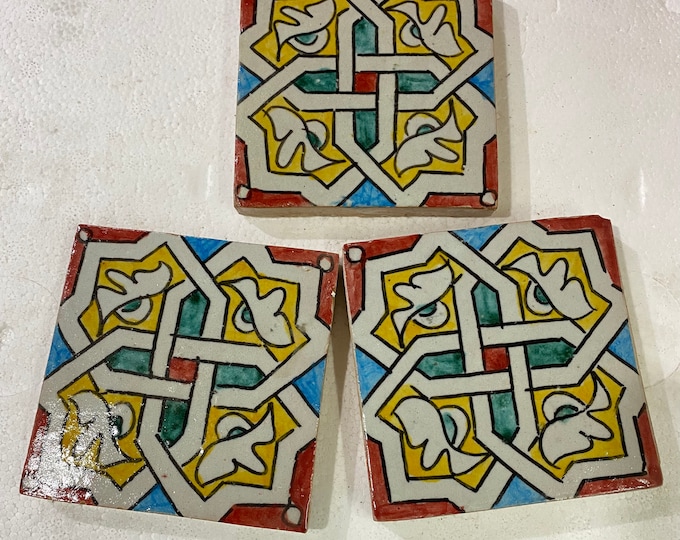 Moroccan Zellige, handmade and hand-painted Moroccan tiles, 10/10 cm decorative tiles, Moroccan tiles.