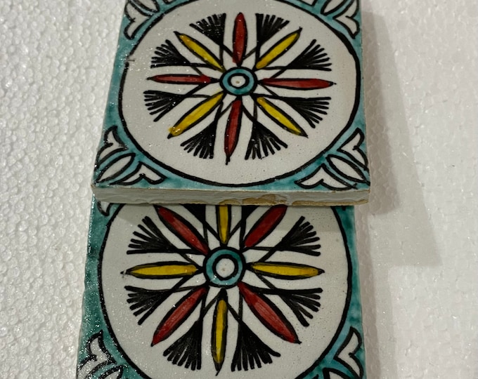 Moroccan Zellige, handmade and hand-painted Moroccan tiles, 10/10 cm decorative tiles, Moroccan tiles.