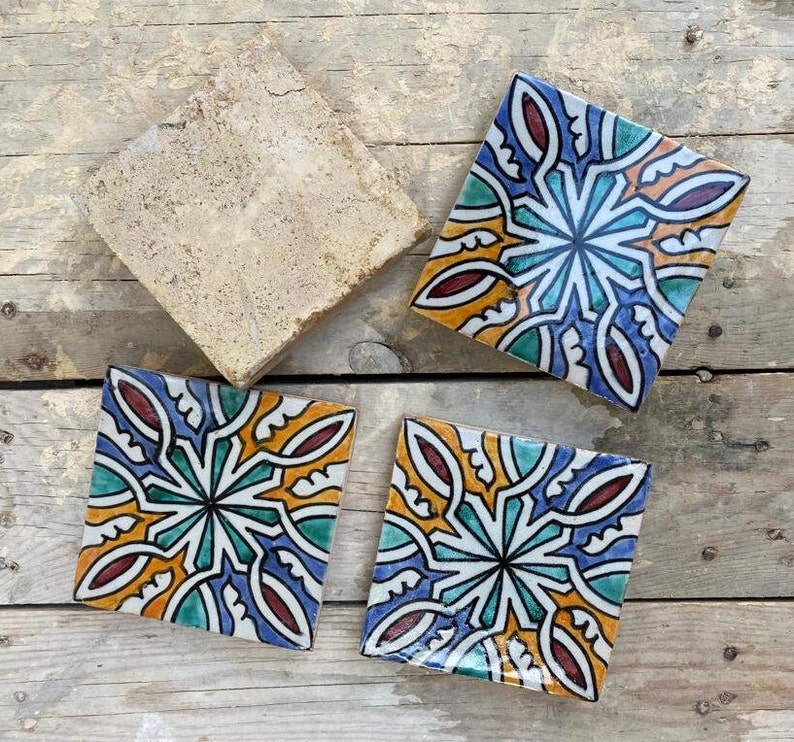 Authentic Handmade Moroccan Tiles: Hand-Painted Elegance Fired in Wood Oven zdjęcie 2
