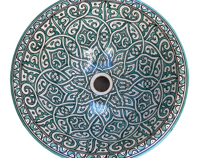 Handmade and hand painted Moroccan ceramic sink/washbasin. Moroccan washbasin handmade.ceramics sink