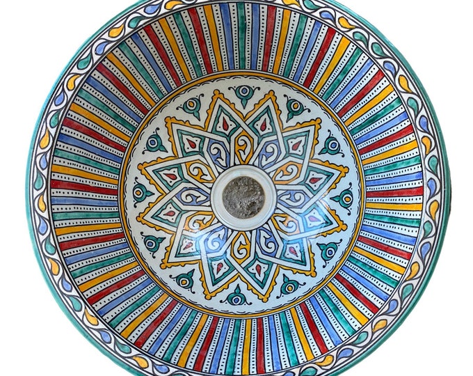 Handmade and hand painted Moroccan ceramic sink/washbasin. Moroccan washbasin handmade.ceramics sink