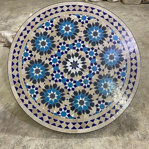 Handmade Moroccan mosaic table / round mosaic table / mosaic dining table.