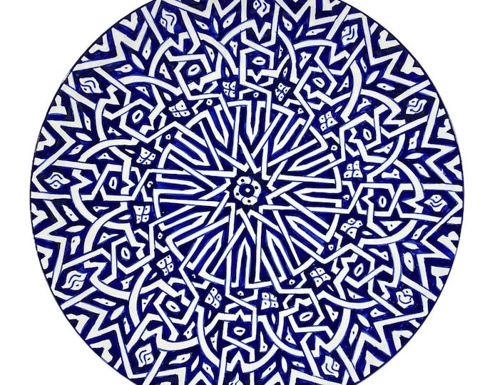Handmade Moroccan pottery pie dish. Flat dish/cake dish/flat dish.