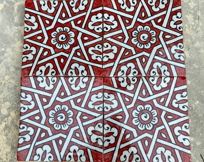 6*6 inches, Moroccan Zellige, Moroccan tiles handmade and hand painted, decorative tiles 15/15 cm, Moroccan tiles.