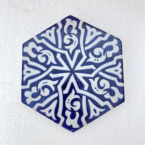 Hexagon zellige /tiles, handmade and hand painted tiles / Moroccan zellige .