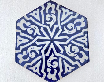 Hexagon zellige /tiles, handmade and hand painted tiles / Moroccan zellige .