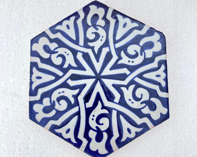 Hexagon zellige /tiles, handmade and hand painted tiles / Moroccan zellige .