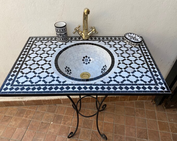 Customizable mosaic sink, handmade mosaic washbasin, handcrafted mosaic washbasin.