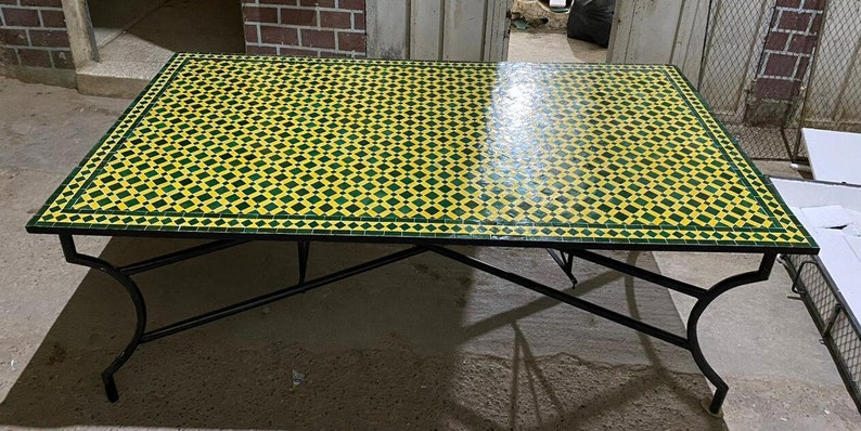 Authentic Handcrafted Rectangular Moroccan Mosaic Table image 2