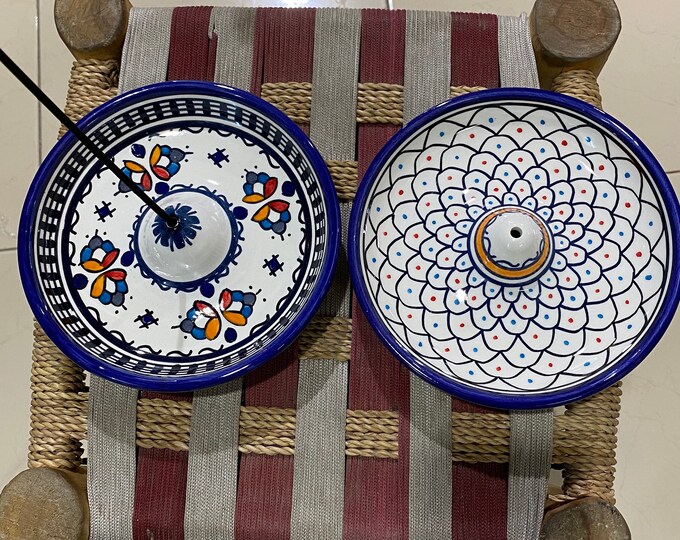 Set of 2 Incense holders, Moroccan ceramic incense burner, handmade and hand painted, incense stick burner, incense dish