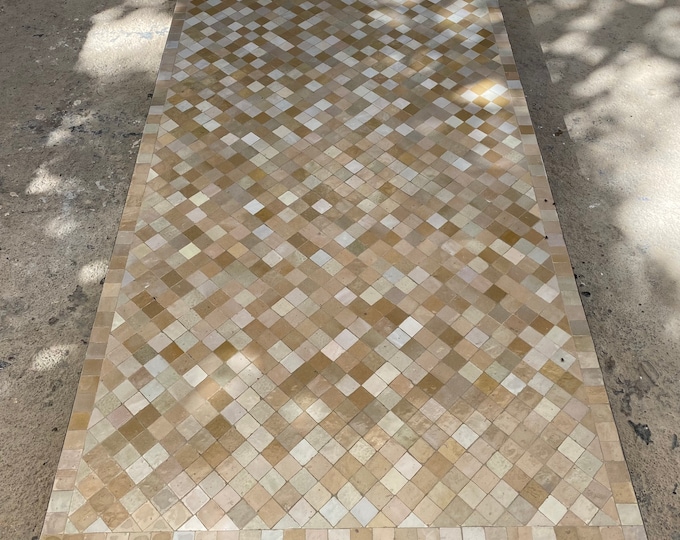 Moroccan Mosaic Table Handmade , Handcrafted Rectangular Moroccan Outdoor/ Indoor Mosaic Mosaic Table, Green , Moroccan decor .