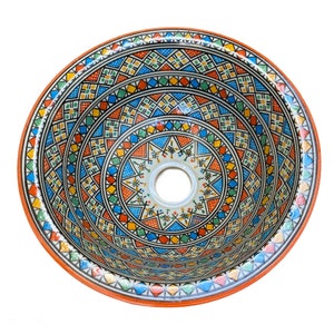 Handmade and hand painted Moroccan ceramic sink/washbasin. Moroccan washbasin handmade.
