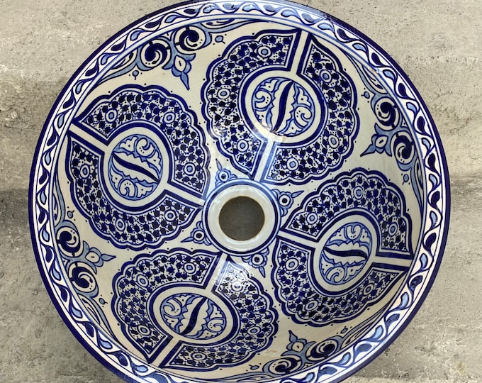 Moroccan ceramic sink, handmade and hand painted/ handmade washbasin/ ceramic washbasin/Moroccan washbasin.