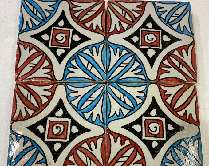 Moroccan Zellige, handmade and hand-painted Moroccan tiles, 10/10 cm decorative tiles, Moroccan tiles.