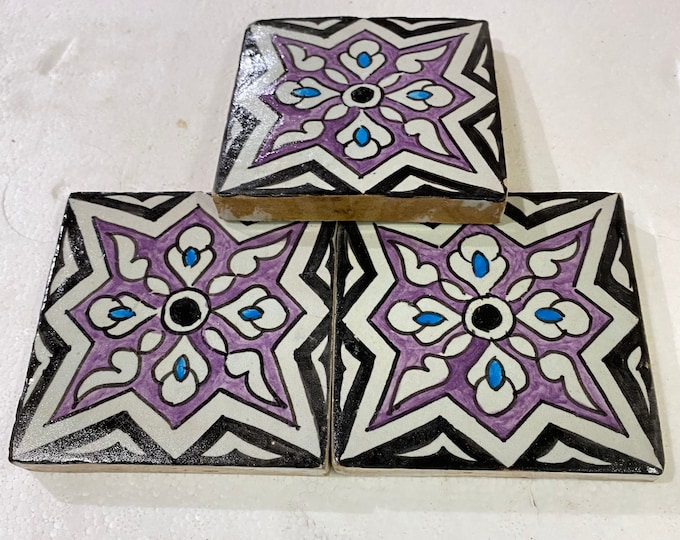 Moroccan Zellige, handmade and hand-painted Moroccan tiles, 10/10 cm decorative tiles, Moroccan tiles.
