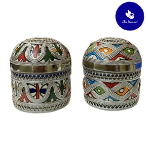 2 Joyeros hechos a mano en cerámica y alpaca. Joyero Fez.2 joyero fabricado en cerámica y níquel.
