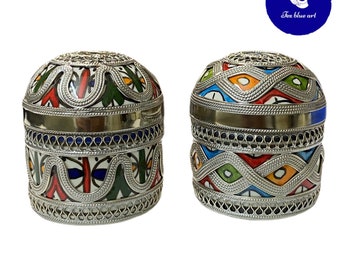 2 handmade ceramic and nickel silver jewelry box. Fes jewelry box.2 jewelry box made of ceramics and nickel.