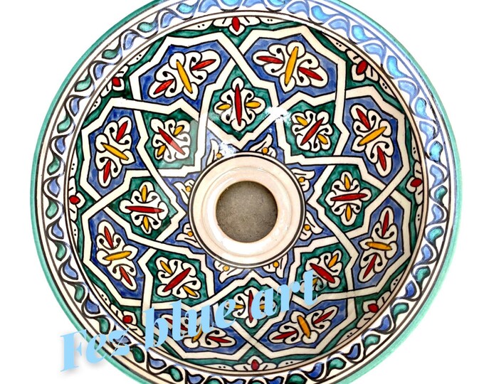 Handmade and hand painted Moroccan ceramic sink/washbasin. Moroccan washbasin handmade.Moroccan sink, ceramics sink